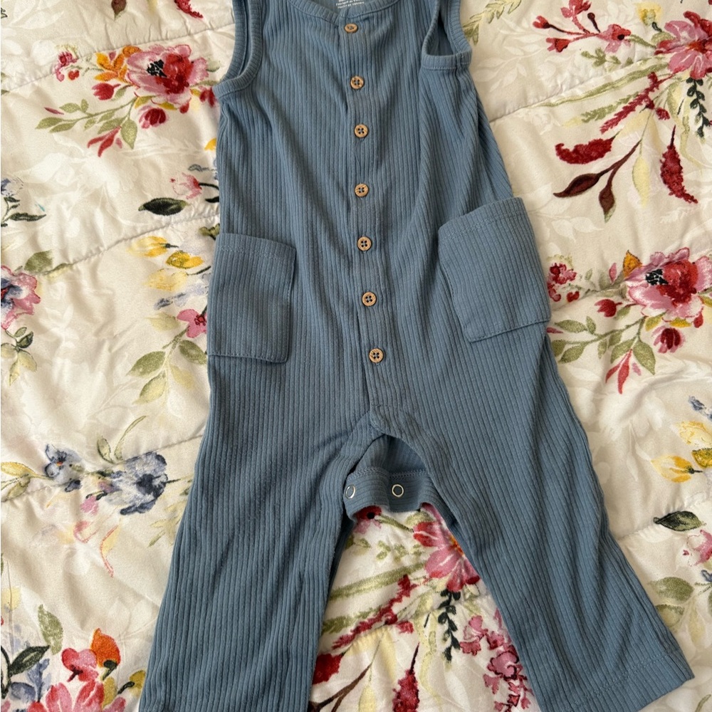 Blue Kids One Piece with Button Details